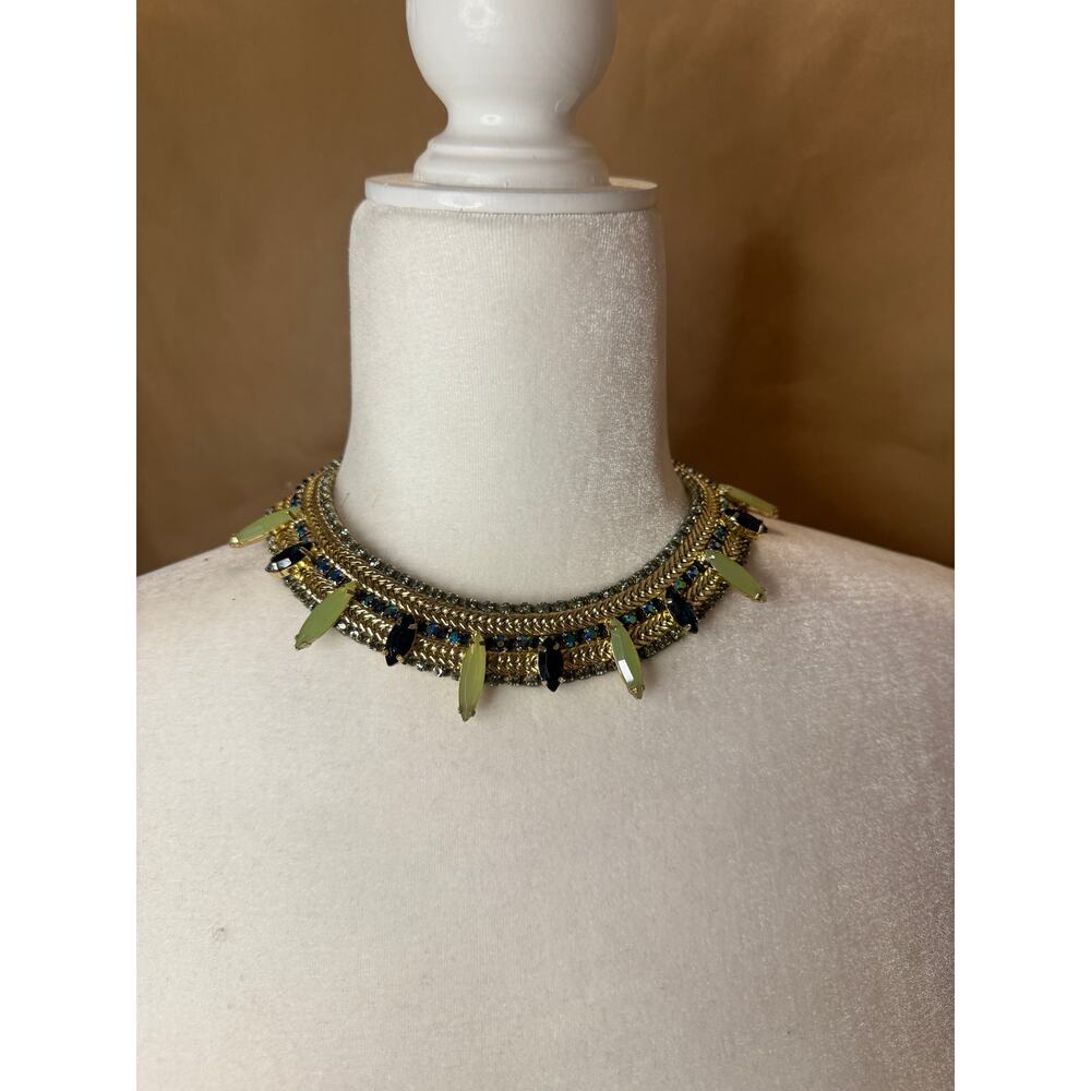 BCBGMaxAzaria Green Gold Statement Necklace